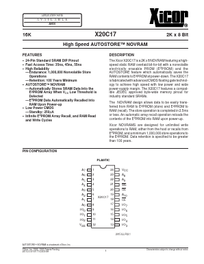 X20C17PI-45 Datasheet PDF Xicor -> Intersil