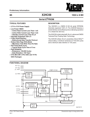 X24C08PI-3.5 Datasheet PDF Xicor -> Intersil
