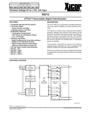 X9312ZP Datasheet PDF Xicor -> Intersil