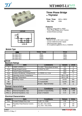 MT100DT-L1 Datasheet PDF Yangzhou yangjie electronic co., Ltd