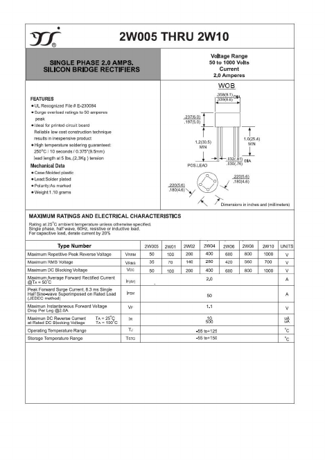 2W01 Datasheet PDF Yangzhou yangjie electronic co., Ltd