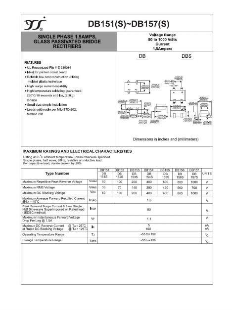 DB152S Datasheet PDF Yangzhou yangjie electronic co., Ltd