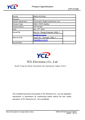 CPF101NW Datasheet PDF YCL Electronics 