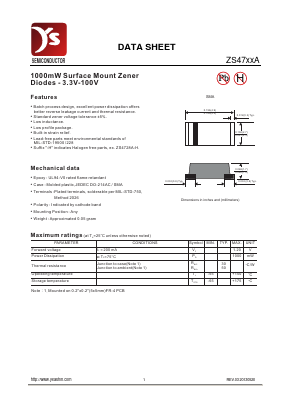 ZS4728A Datasheet PDF Yea Shin Technology Co., Ltd
