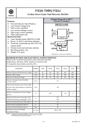 FS3A Datasheet PDF YENYO TECHNOLOGY Co., Ltd