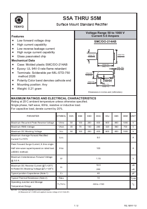 S5A Datasheet PDF YENYO TECHNOLOGY Co., Ltd