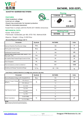 BAT46WL Datasheet PDF DONGGUAN YOU FENG WEI ELECTRONICS CO., LTD