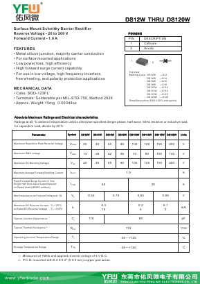 DS12W-SOD123FL Datasheet PDF DONGGUAN YOU FENG WEI ELECTRONICS CO., LTD