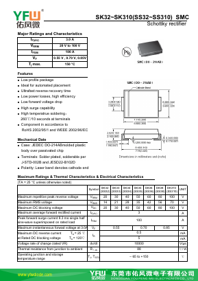 SS32-SMC Datasheet PDF DONGGUAN YOU FENG WEI ELECTRONICS CO., LTD