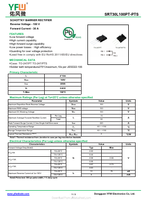 SRT30L100PT Datasheet PDF DONGGUAN YOU FENG WEI ELECTRONICS CO., LTD