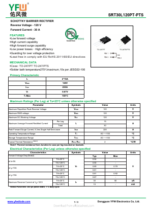 SRT30L120PT Datasheet PDF DONGGUAN YOU FENG WEI ELECTRONICS CO., LTD