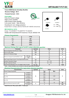 SRT30L80DC Datasheet PDF DONGGUAN YOU FENG WEI ELECTRONICS CO., LTD