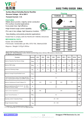 SS512 Datasheet PDF DONGGUAN YOU FENG WEI ELECTRONICS CO., LTD