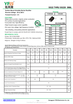 SS220 Datasheet PDF DONGGUAN YOU FENG WEI ELECTRONICS CO., LTD