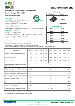S10A Datasheet PDF DONGGUAN YOU FENG WEI ELECTRONICS CO., LTD