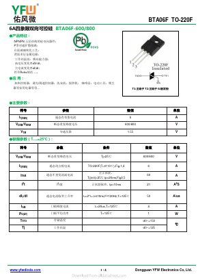 BTA06F-800C Datasheet PDF DONGGUAN YOU FENG WEI ELECTRONICS CO., LTD