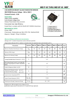 MB6F-05 Datasheet PDF DONGGUAN YOU FENG WEI ELECTRONICS CO., LTD