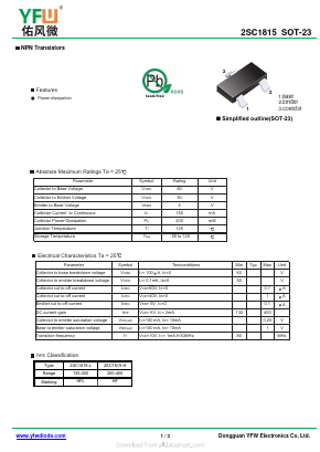 C1815 Datasheet PDF DONGGUAN YOU FENG WEI ELECTRONICS CO., LTD