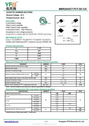 MBR2045CS Datasheet PDF DONGGUAN YOU FENG WEI ELECTRONICS CO., LTD