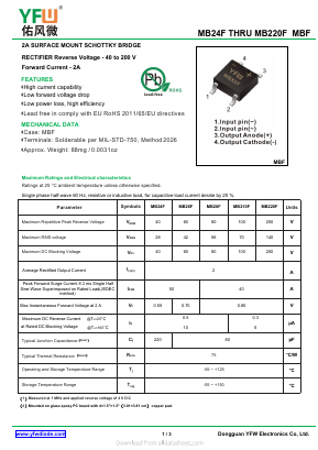 MB26F Datasheet PDF DONGGUAN YOU FENG WEI ELECTRONICS CO., LTD