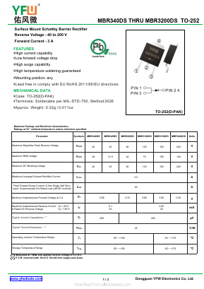 MBR3100DS Datasheet PDF DONGGUAN YOU FENG WEI ELECTRONICS CO., LTD