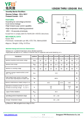 12SQ030 Datasheet PDF DONGGUAN YOU FENG WEI ELECTRONICS CO., LTD