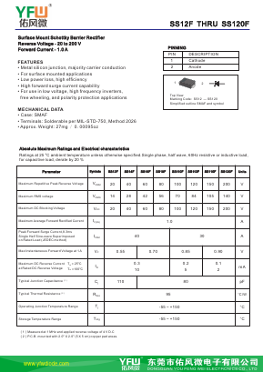 SS12F-SMAF Datasheet PDF DONGGUAN YOU FENG WEI ELECTRONICS CO., LTD