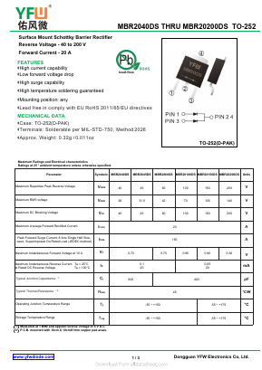 MBR20200DS Datasheet PDF DONGGUAN YOU FENG WEI ELECTRONICS CO., LTD