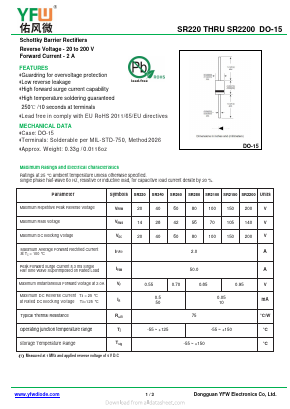 SR260 Datasheet PDF DONGGUAN YOU FENG WEI ELECTRONICS CO., LTD