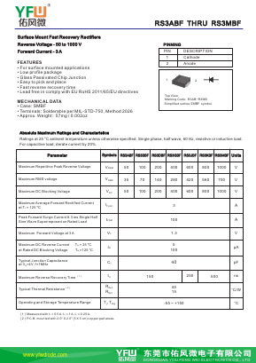 RS3KBF Datasheet PDF DONGGUAN YOU FENG WEI ELECTRONICS CO., LTD