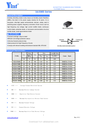 SS35SMB Datasheet PDF Shanghai Yint Electronic Co., Ltd.