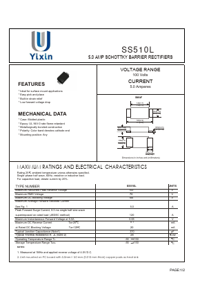 SS510L Datasheet PDF Shenzhen Yixinwei Technology Co., Ltd.