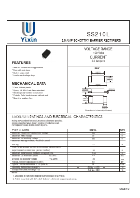SS210L Datasheet PDF Shenzhen Yixinwei Technology Co., Ltd.