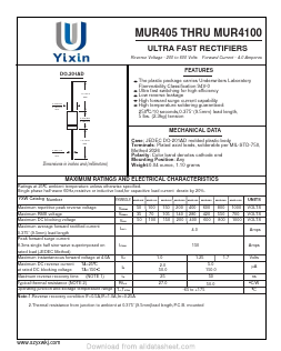 MUR440 Datasheet PDF Shenzhen Yixinwei Technology Co., Ltd.