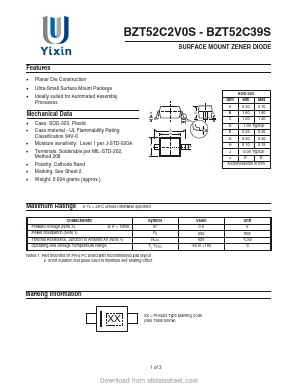 BZT52C16S Datasheet PDF Shenzhen Yixinwei Technology Co., Ltd.