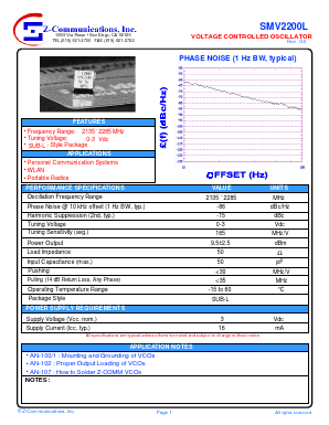 SMV2200L Datasheet PDF Z-Communications, Inc