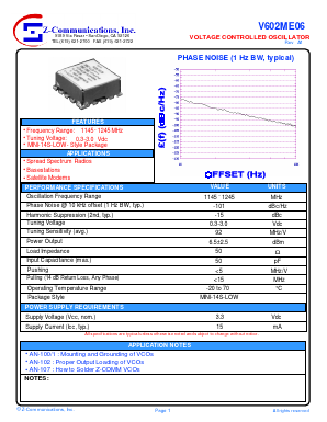 V602ME06 Datasheet PDF Z-Communications, Inc