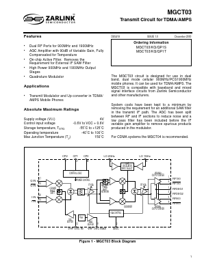 MGCT03/KG/QP1T Datasheet PDF Zarlink Semiconductor Inc