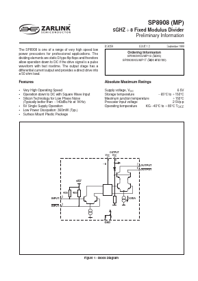 SP8908/KG/MP1T Datasheet PDF Zarlink Semiconductor Inc