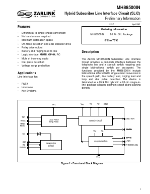 MH88500IN Datasheet PDF Zarlink Semiconductor Inc