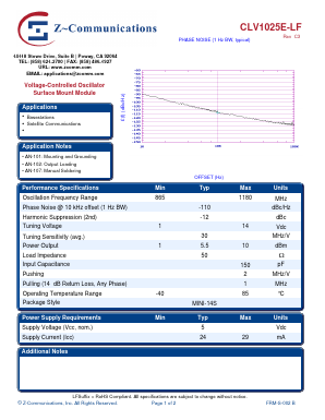 CLV1025E-LF_C3 Datasheet PDF Z-Communications, Inc