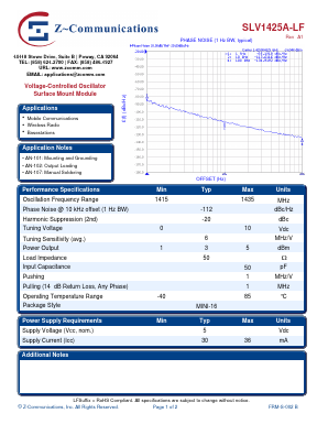 SLV1425A-LF Datasheet PDF Z-Communications, Inc