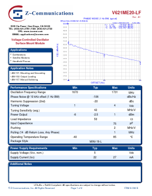 V621ME20-LF_08 Datasheet PDF Z-Communications, Inc