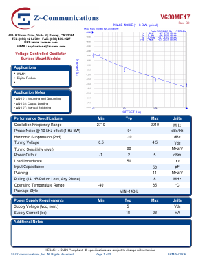 V630ME17 Datasheet PDF Z-Communications, Inc