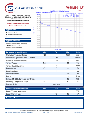 V950ME01-LF_10 Datasheet PDF Z-Communications, Inc