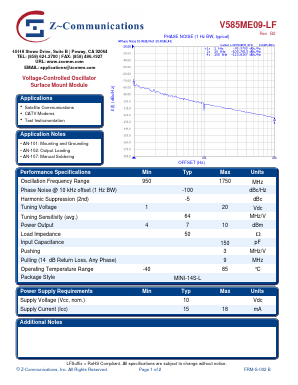 V585ME09-LF Datasheet PDF Z-Communications, Inc