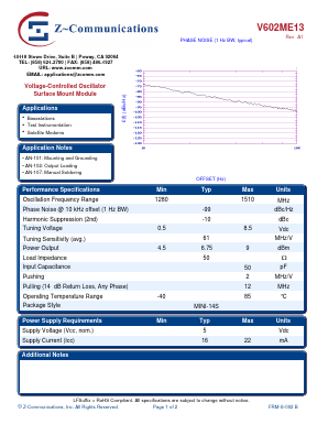 V602ME13 Datasheet PDF Z-Communications, Inc