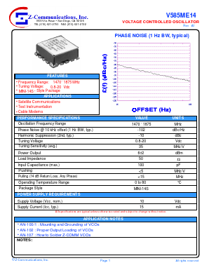 V585ME14 Datasheet PDF Z-Communications, Inc