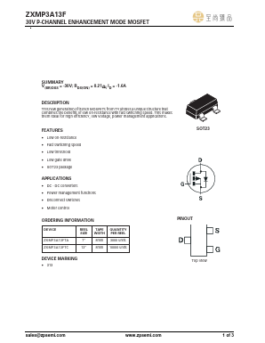 ZXMP3A13FTA Datasheet PDF ZP Semiconductor