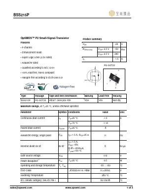 BSS215P Datasheet PDF ZP Semiconductor
